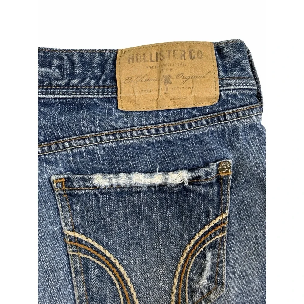 Y2K Hollister Distressed Denim Shorts Size 1 Low Rise Frayed Cutoff Festival